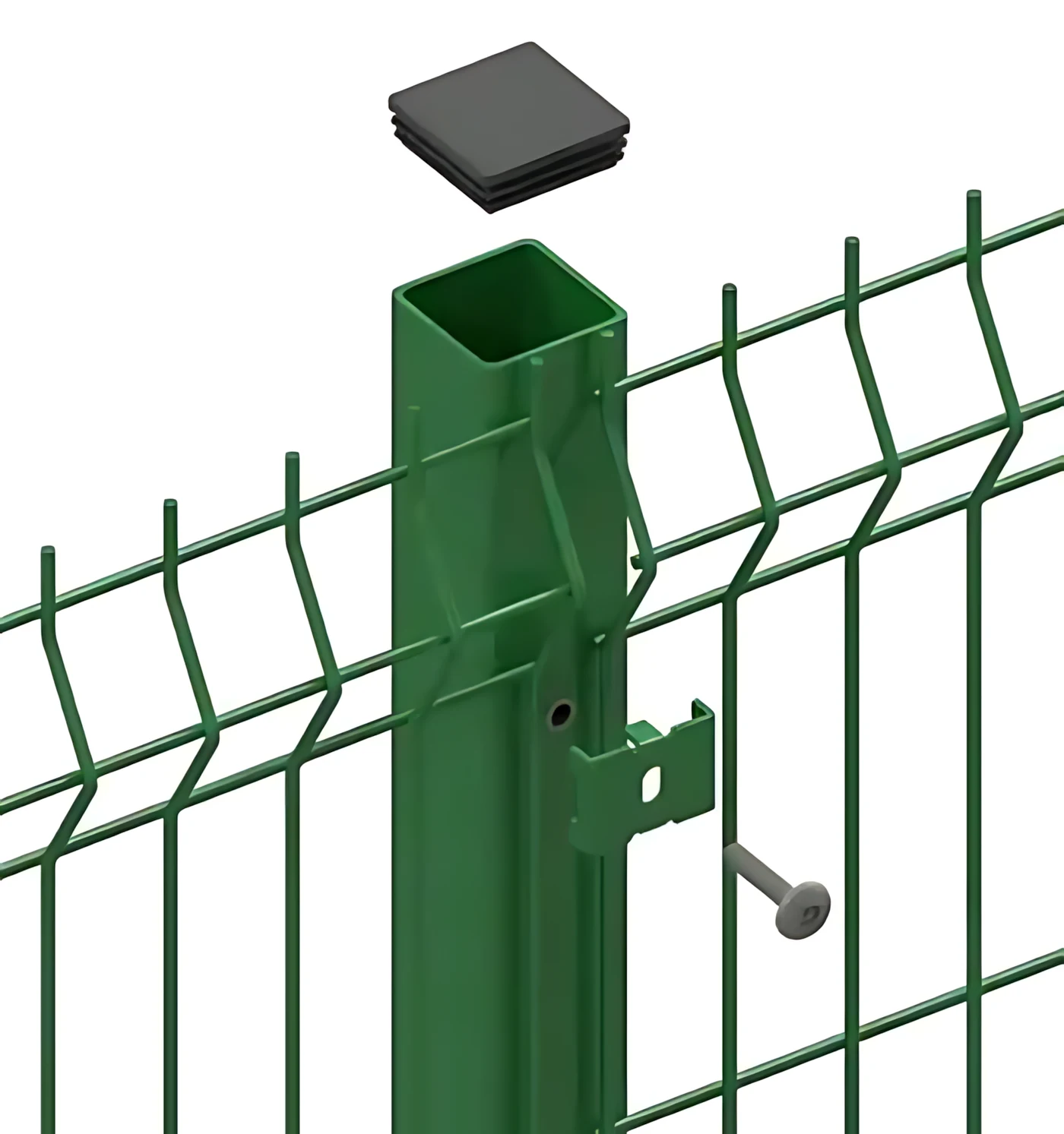 Post for Panel with Post Cap – 2.5m High, 60mm × 80mm, Green