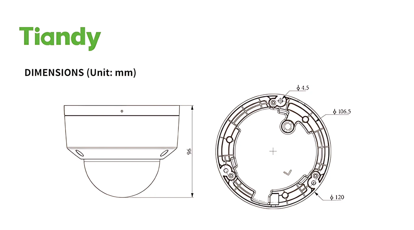 Tiandy 2mp Varifocal Dome